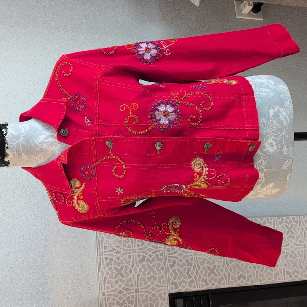 GW Jeans Co. Red Embroidered Jacket